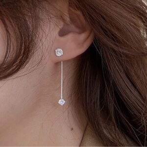 Silver Plated Stainless Steel Cubic Zirconia Drop Earrings